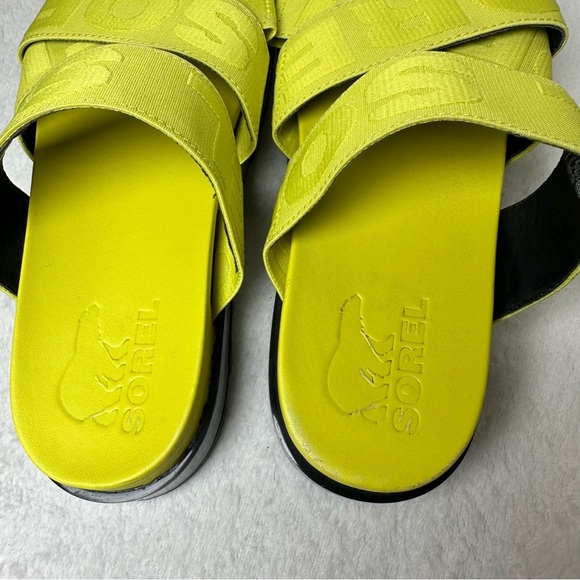 Sorel Green Sandal Woman's  Slip On Platform Adjustable Stretchy Straps  SZ 8 - Picture 10 of 13